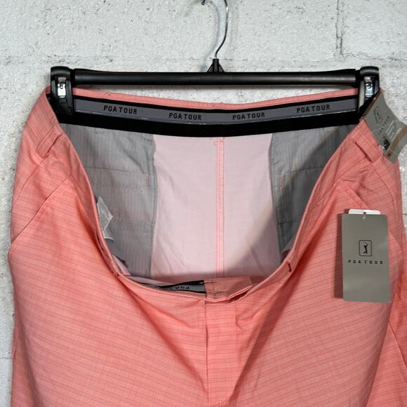 Pga Tour Men's Striped 8" Golf Shorts - Shell Pink 42 $68 - Picture 7 of 7